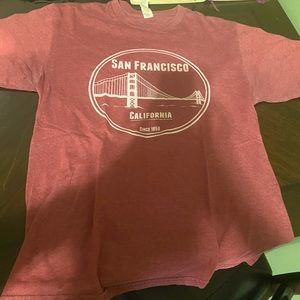 San Francisco California Men’s Medium Maroon & White Short Sleeve T-Shirt